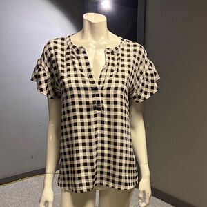 Ann Taylor Black and White Gingham Blouse